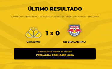 Veja quem venceu o Bolão Bistek do jogo entre Criciúma e Bragantino