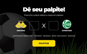 Bolão Bistek: faça o palpite para Criciúma x Juventude