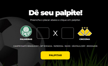 Bolão Bistek: dê seu palpite para Palmeiras e Criciúma