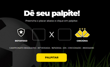 Bolão Bistek: dê seu palpite para Botafogo e Criciúma