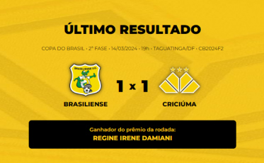 Veja quem ganhou o Bolão Bistek da partida entre Brasiliense e Criciúma
