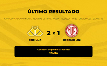 Confira quem foi o vencedor do Bolão Bistek do jogo entre Criciúma e Hercílio Luz