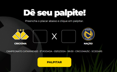 Saiba quem ganhou o Bolão Bistek no jogo entre Criciúma e Nação