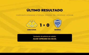 Saiba quem ganhou o Bolão Bistek no jogo entre Criciúma e Barra