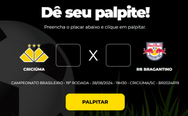 Bolão Bistek: faça o seu palpite para Criciúma e RB Bragantino