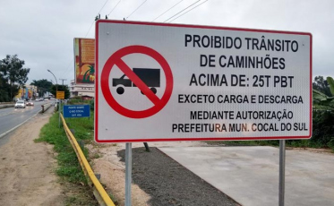 Motoristas de caminhões devem ficar atentos em Cocal do Sul