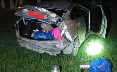 Veículo sai da pista e capota na SC-108 em Cocal do Sul