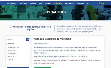 CDL lança banco de vagas e recruta profissionais para trabalhar no comércio