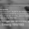 Defesa Civil emite alerta severo de tempestade com granizo e vendaval para a próxima hora