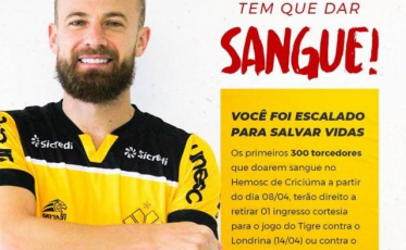 Primeiros 300 torcedores que doarem sangue ganharão ingressos