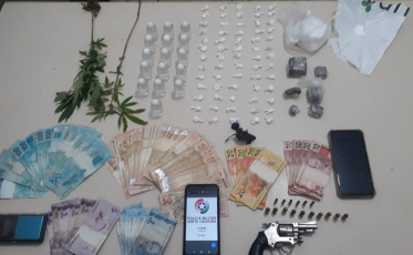 Homem é preso com arma, cocaína, maconha e lança perfume