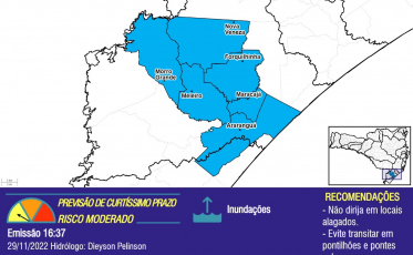Boletim aponta risco de inundação gradual no Litoral Sul