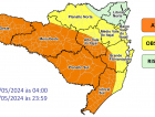 Defesa Civil alerta para frente fria e chuva volumosa nos próximos dias em SC