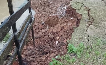 Cocal do Sul registra deslizamento de muro