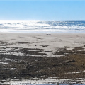 Ciclone faz mar recuar e deixa extensa faixa de areia exposta em SC
