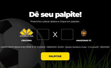 Bolão Bistek: Dê seu palpite para Criciúma x Amazonas