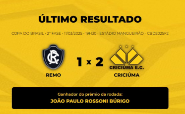 Veja o vencedor do Bolão Bistek para Remo x Criciúma