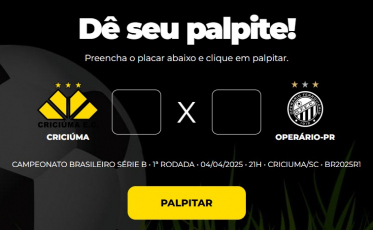 Bolão Bistek: Dê seu palpite para Criciúma x Operário-PR