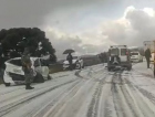 [Vídeo] Queda de granizo provoca acidente entre quatro veículos na Serra