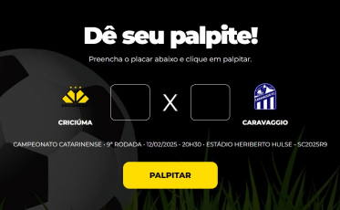 Bolão Bistek: Dê seu palpite para Criciúma x Caravaggio