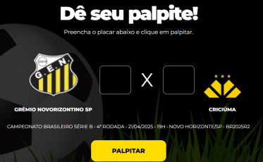 Bolão Bistek: Dê seu palpite para Novorizontino x Criciúma