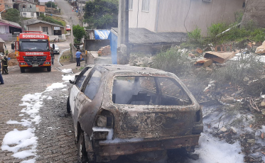 Incêndio deixa veículo destruído em Orleans