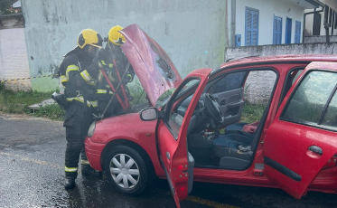 Bombeiros combatem incêndio em veículo na Mineira Nova  
