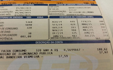 Energia elétrica segue com bandeira vermelha