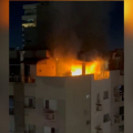 Incêndio atinge cobertura de edifício no Centro de Criciúma