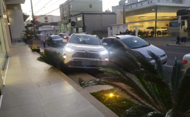 Motorista perde o controle do carro e invade canteiro no Centro de Criciúma