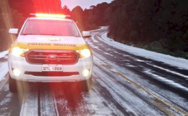Polícia Militar Rodoviária alerta para os riscos de gelo na pista