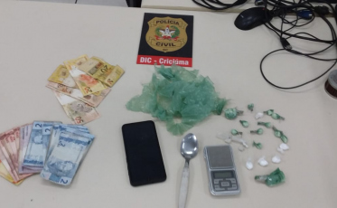Um preso por tráfico de cocaína em Criciúma