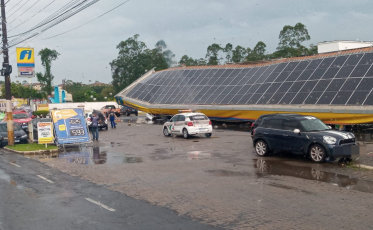 Criciúma: cobertura de posto de combustível cai no bairro São Sebastião