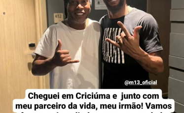 Ronaldinho e Maicon já estão em Criciúma para o Jogo das Estrelas